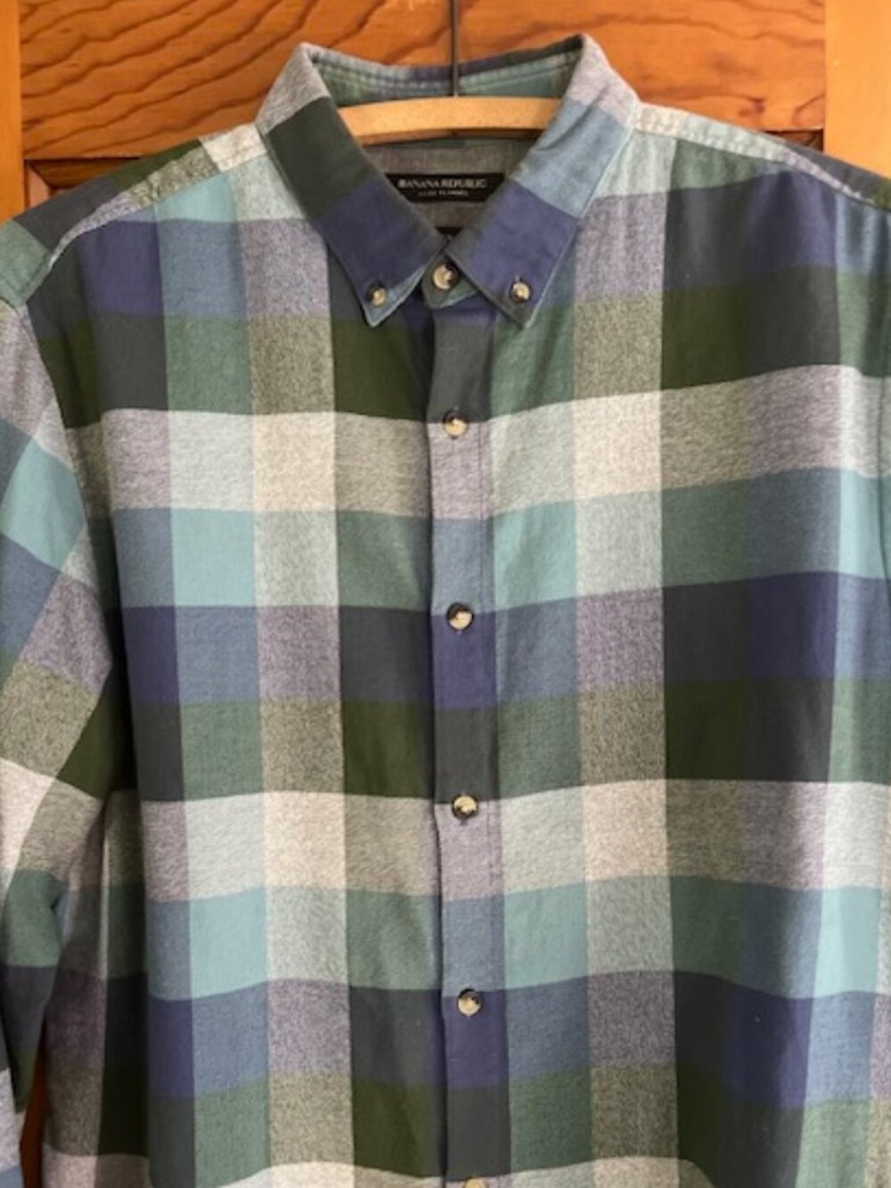 BANANA REPUBLIC LUXE FLANNEL CAMDEN FIT PLAID BUFFALO STRIPES SHIRT Men's Medium